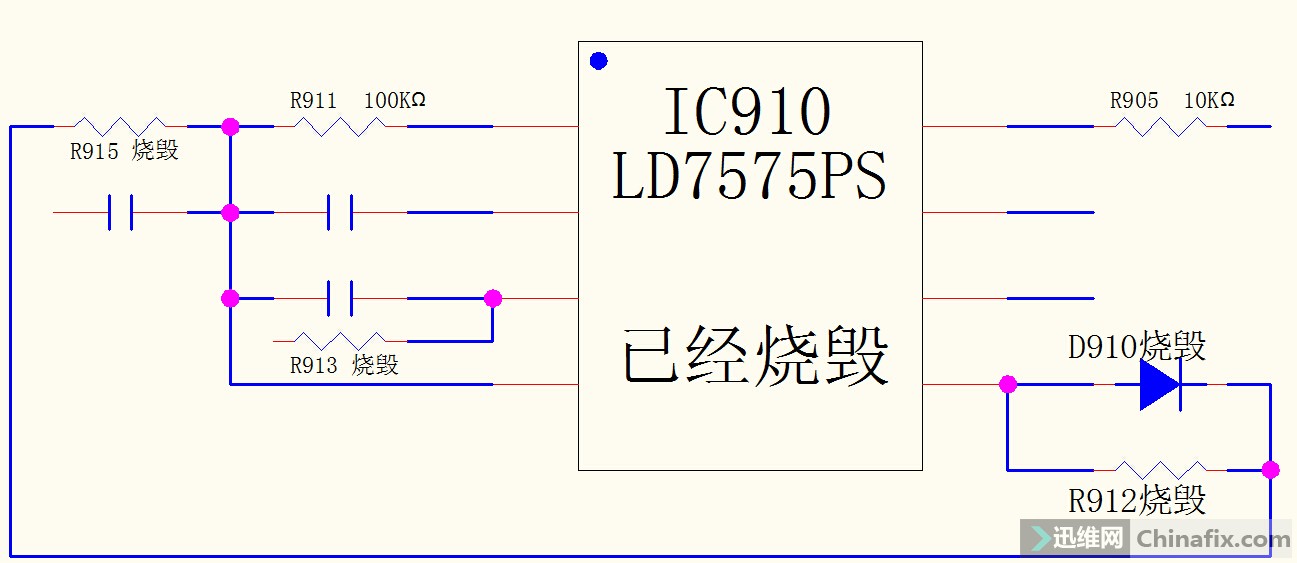 d910和r912是并联,它们连接到ic901的第五脚.