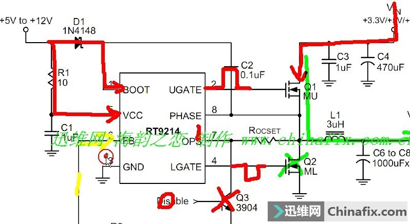 如何判断pwm电路自举升压电容坏或者二极管坏,如果电容坏或者二极管坏,怎么才可以一次就测出来呢或者说,如果坏了有什么现象?? 就比如下图,C2 D1任意一个出问了,会发生什么事情,根据经验,什么情况可以直接知道,就是自举升压出问题了??