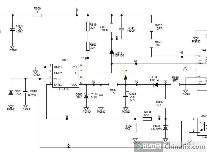 电源芯片电源FSQ510引脚功能电压参数应用电
