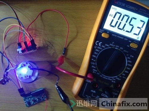 DIY PWM调制amc7135驱动三挡调光--紫光灯-