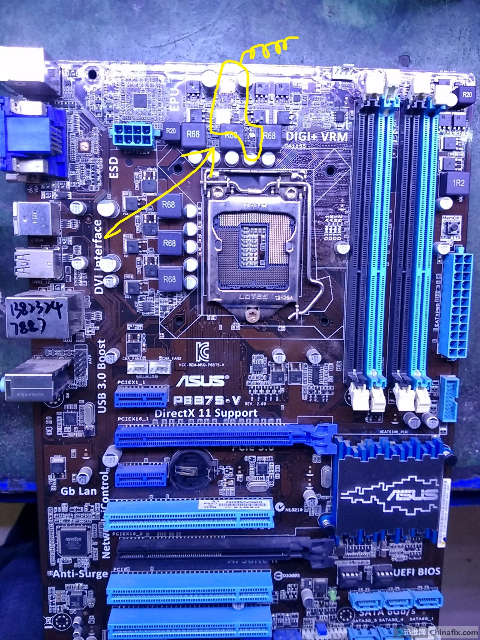 华硕b75v主板接线图,华硕b75m主板接线图解 华硕p8b75-v rev:2.0触发掉电维修