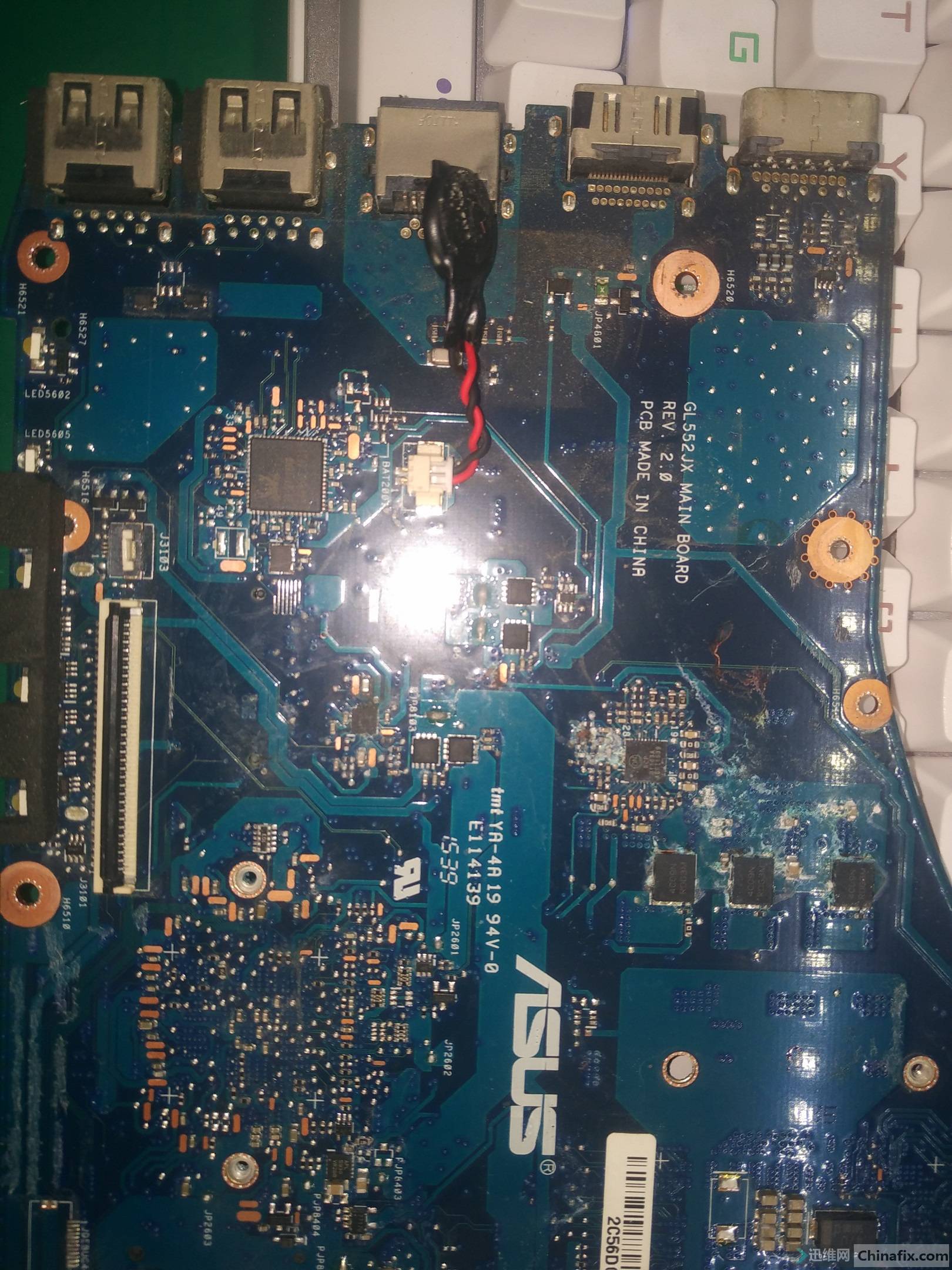 华硕gl552jx进水维修分享