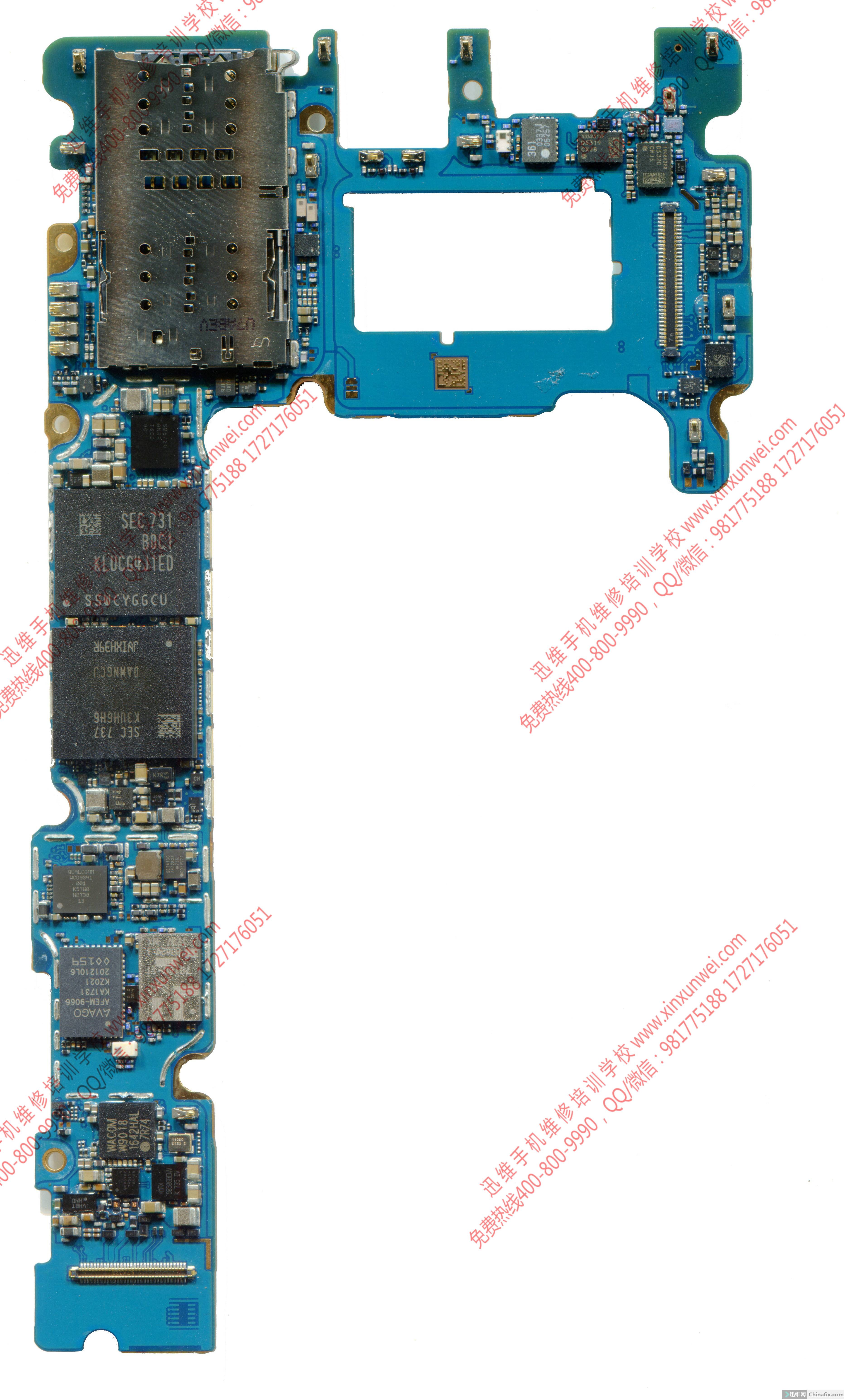 迅维培训原创资料三星note8主板标注图