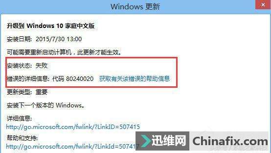 Win8ϵͳWin10ϵͳʾ80240020θ㶨