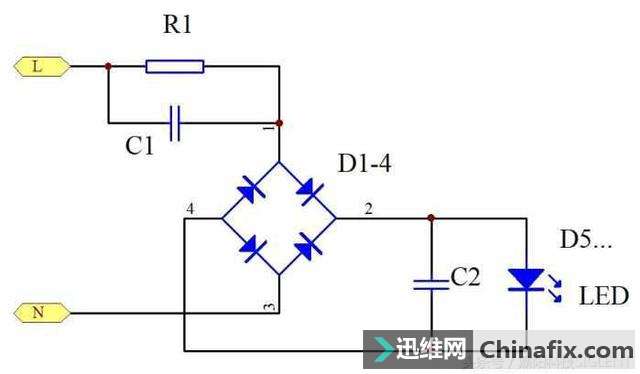 示波器使用解密(三):阻容式LED驱动电源原理详