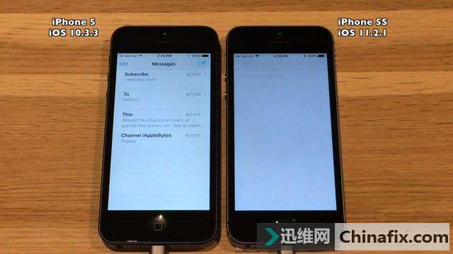 实测运行苹果iOS10的iPhone5和运行苹果iOS11的5S谁更快