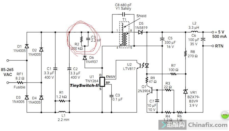 tny277gn电源电路图图片