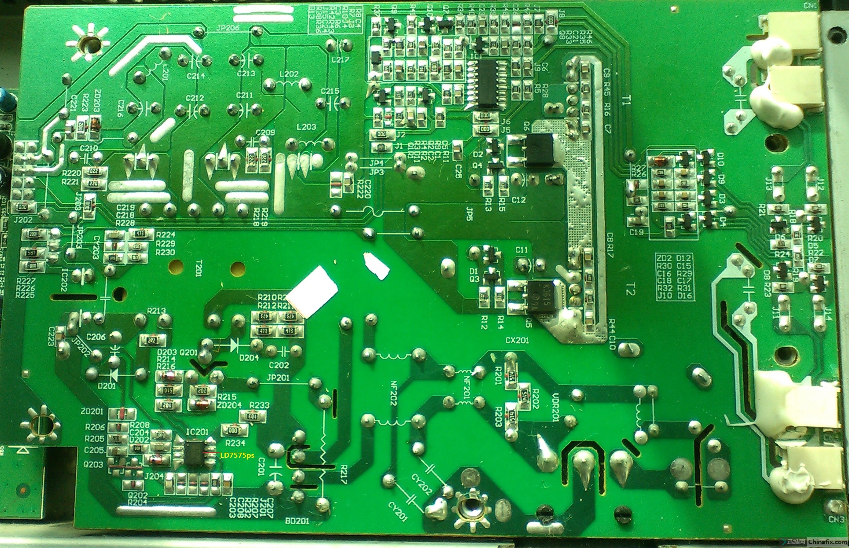ld7575ps芯片电源 高压电路板反面图2jpg