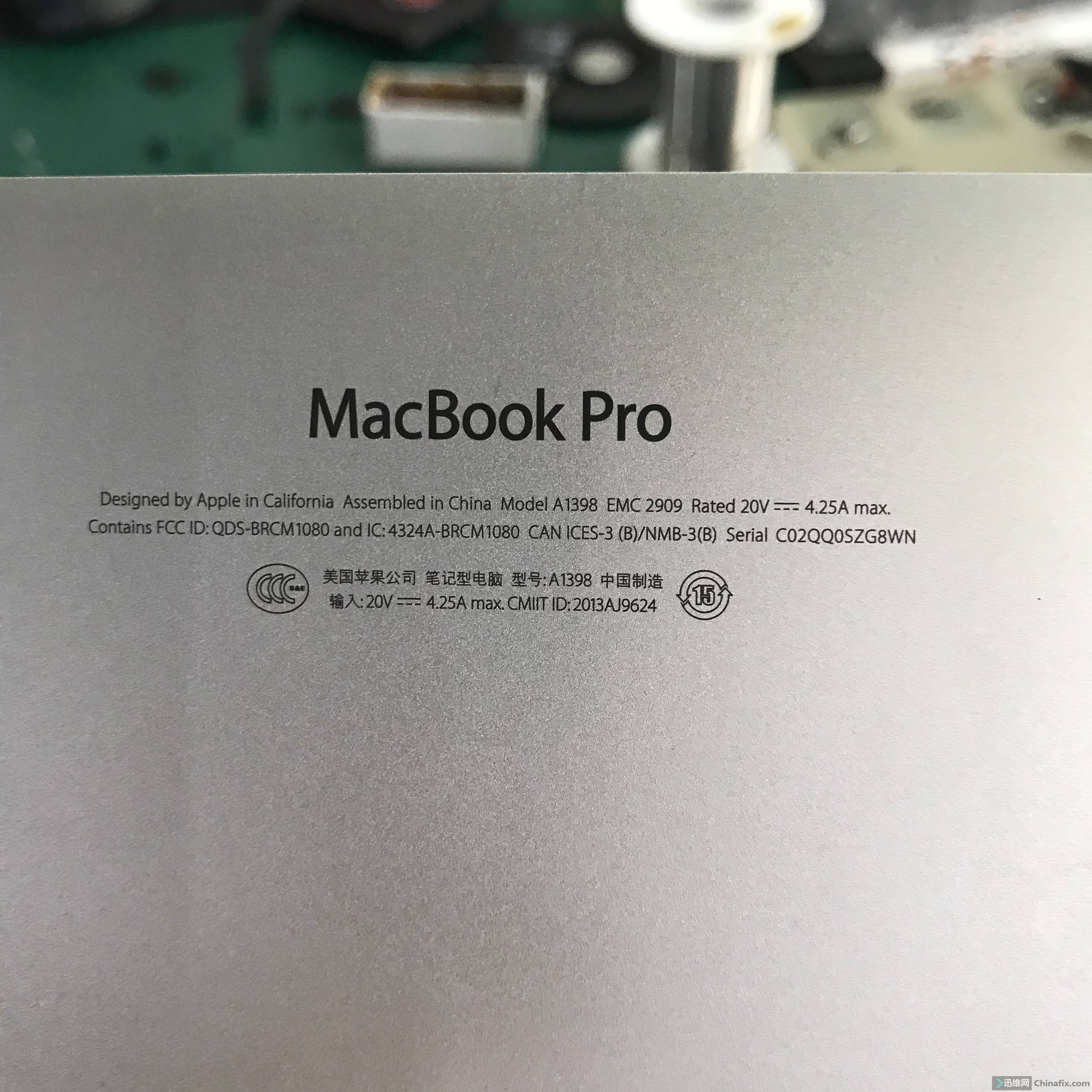 macbookproa1398版号82000138a短路维修
