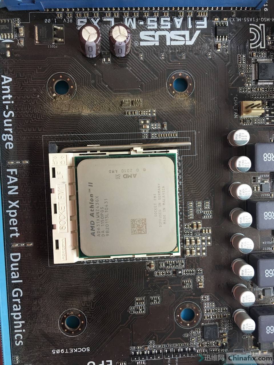 发一片老主板华硕f1a55mlx3无待机触发掉电