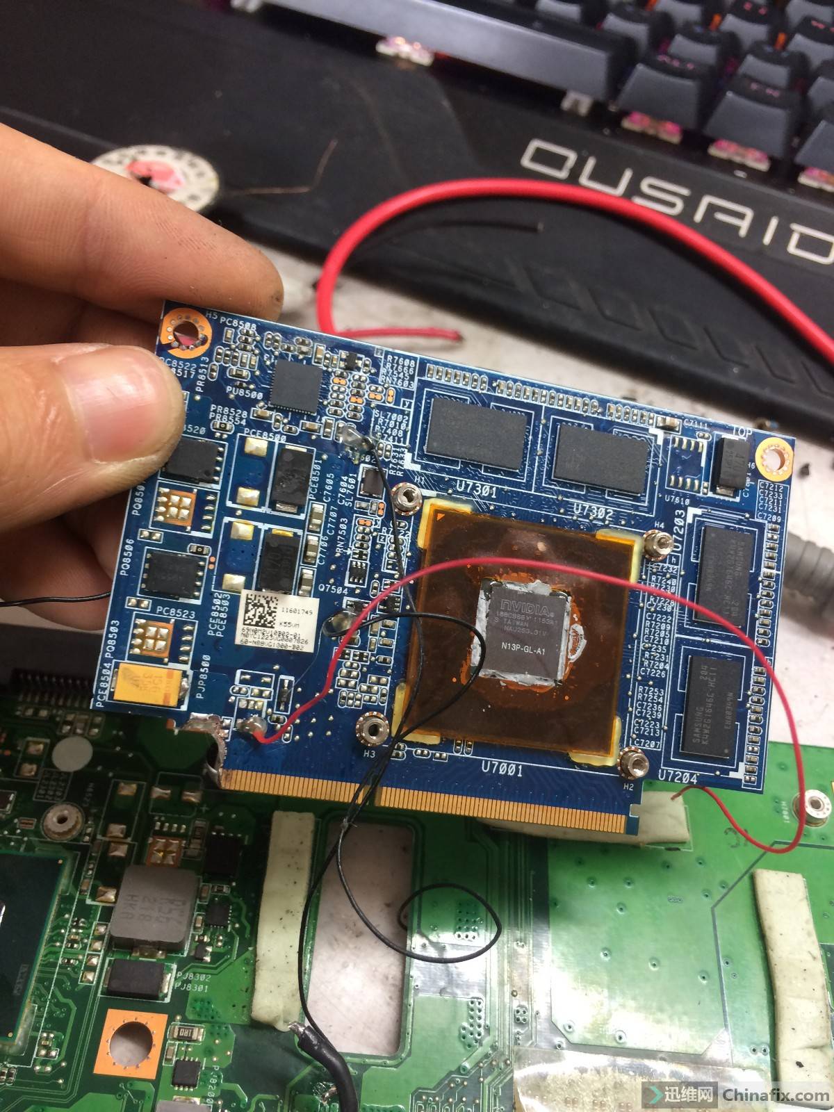 华硕k55v 板号k55vm 进水烧糊维修