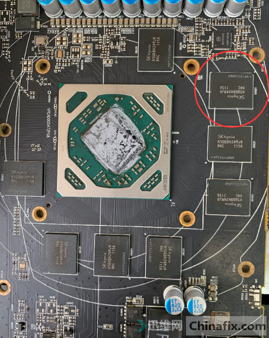 讯景rx5808gb显卡挖矿花屏掉算力维修案例分享