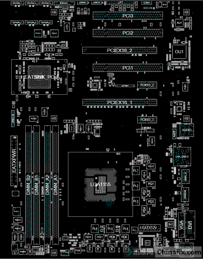 华硕asusp8b75vrev10和rev20主板点位图