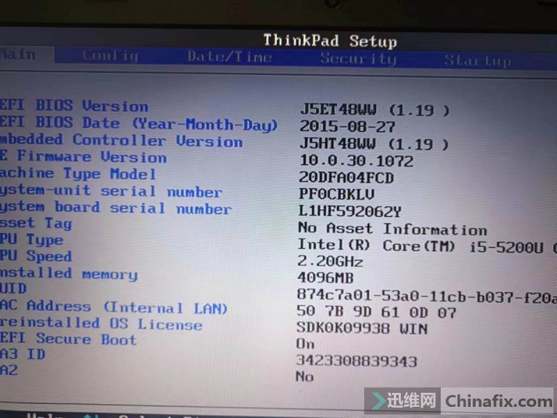 ThinkPad E550 BIOS